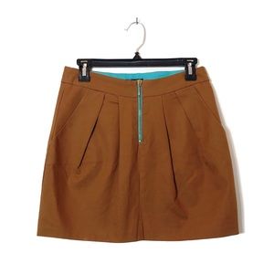 ZARA | Camel and Teal Mini Skirt